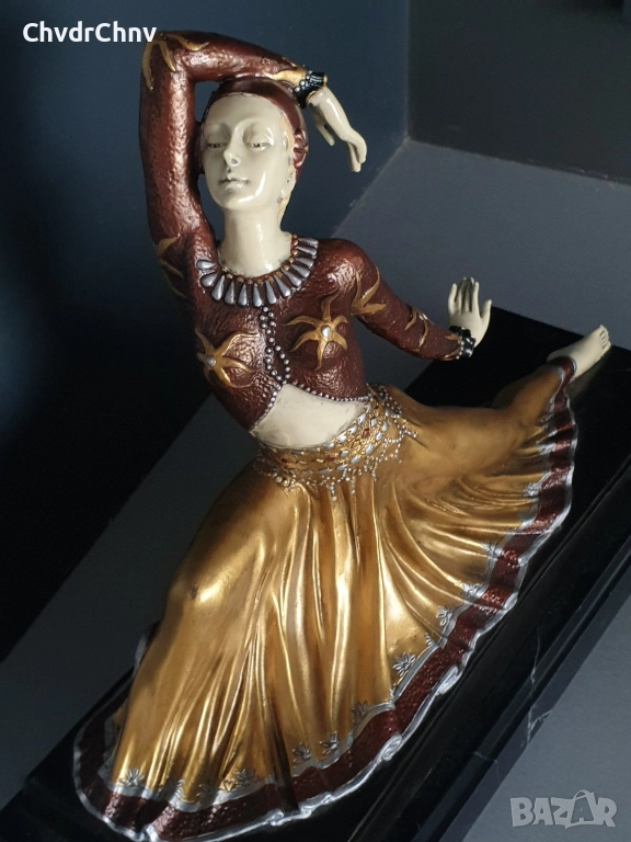 30см-9кг Chiparus статуетка/френска бронзова скулптура/Арт Деко фигура кабаретна танцьорка-балерина, снимка 1