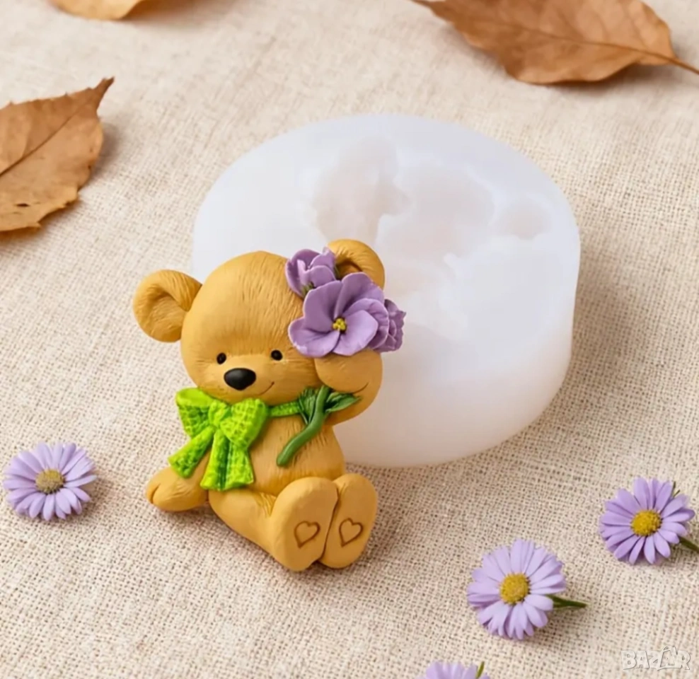 Молд мече с теменужки , снимка 1