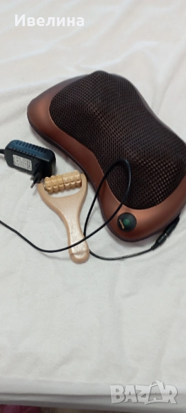 Масажна електрическа възглавница, с подарък дървен Рол масажор, 25 лв, снимка 1