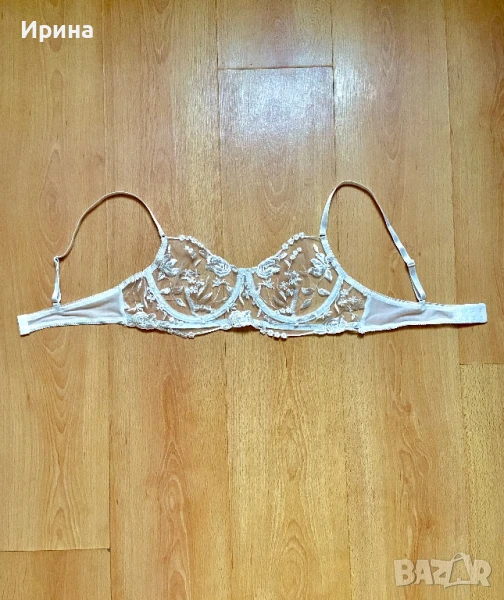 🤍 Бял сутиен с банели и флорална дантела – размер L 🤍, снимка 1
