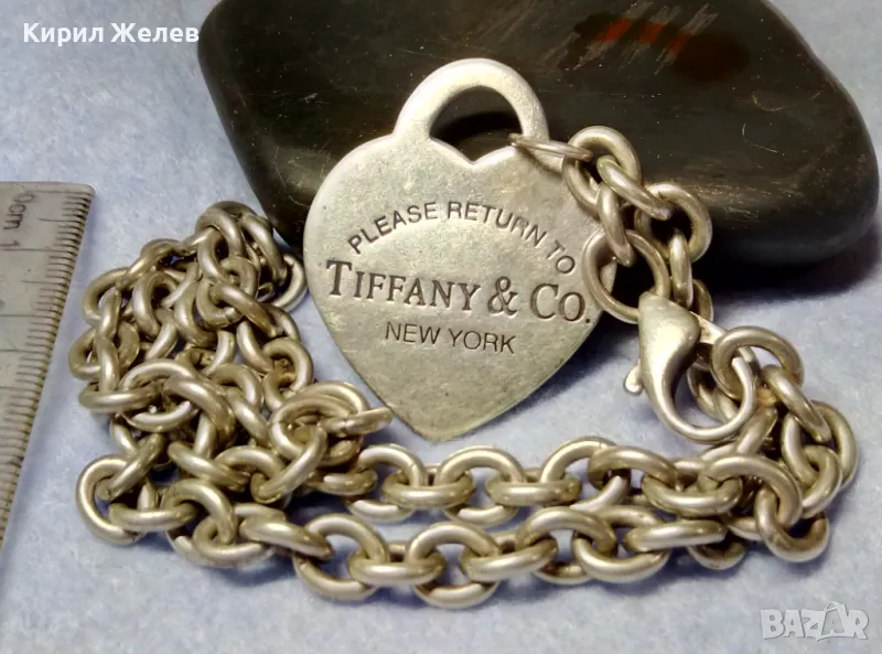 TIFFANY & Co. ШАРМАНТНО БУТИКОВО СРЕБЪРНО КОЛИЕ ЧОКЪР ЛАНЕЦ СРЕБРО 925 ТИФАНИ с БЯЛА ПОЗЛАТА 50058, снимка 1