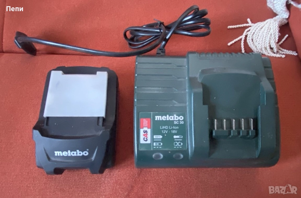 Комплект батерия и зарядно устройство METABO GAS 18V SC 30, снимка 1