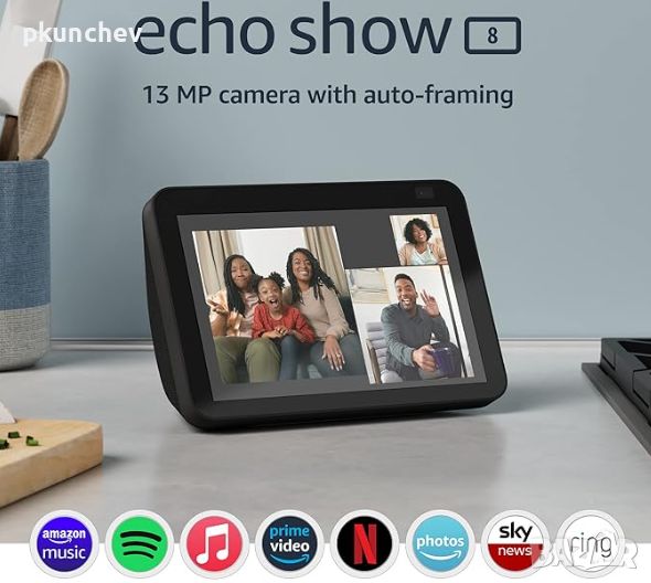 Смарт тонколона Amazon Echo Show 8 (2nd Gen), 8" Touch Screen, 13 MP камера, Wi-Fi, Bluetooth, снимка 1