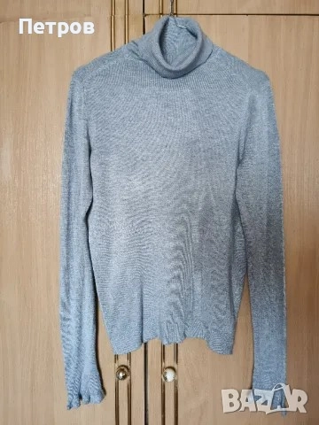 Дамска блуза с дълъг ръкав поло светло сиво.Размер М., снимка 1