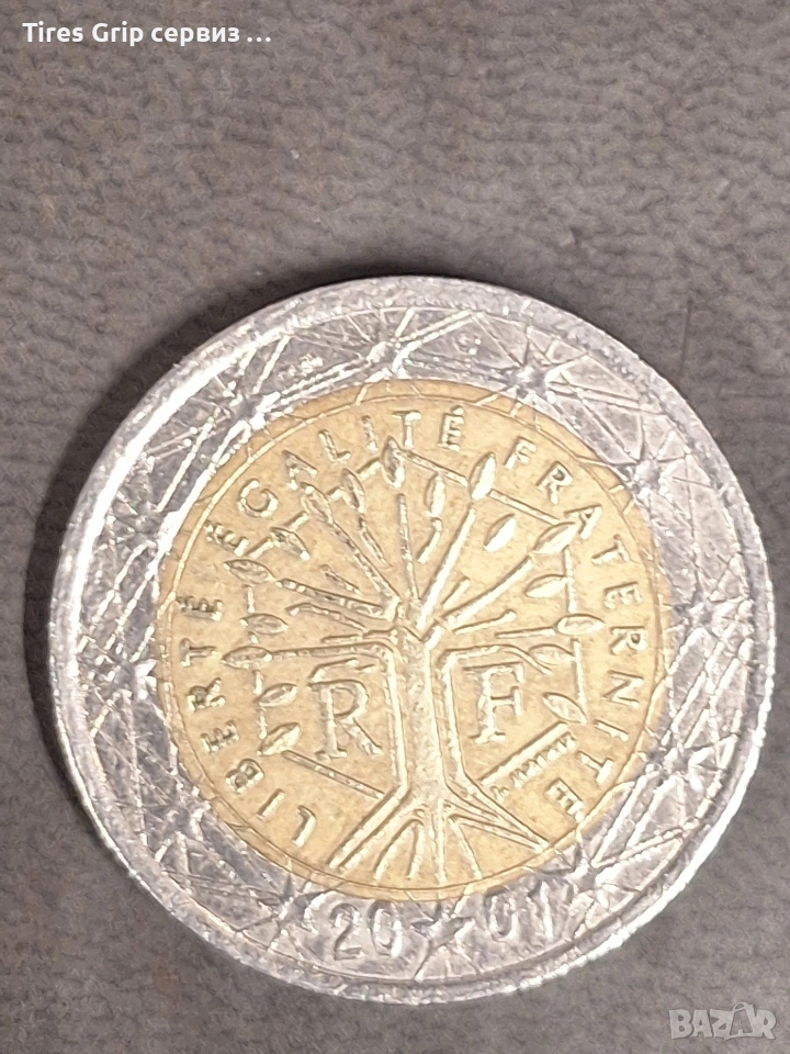 Монета от 2 евро Франция 2001г., снимка 1