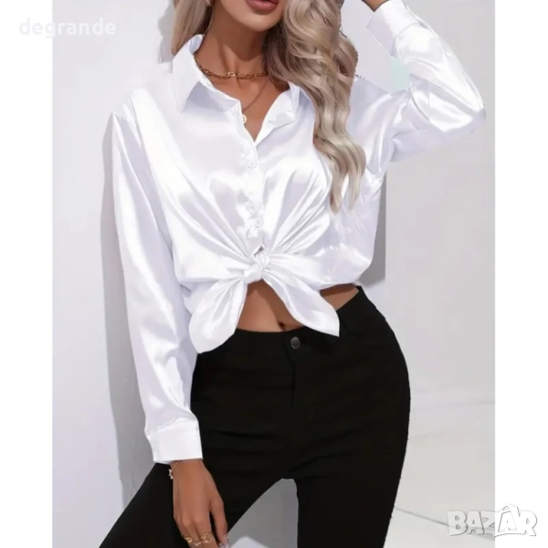 Класически модел бяла риза от сатен, снимка 1