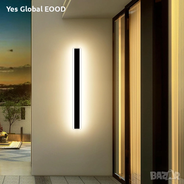 Модерен 80см външен стенен аплик IP65 с 3 цвята светлина, снимка 1