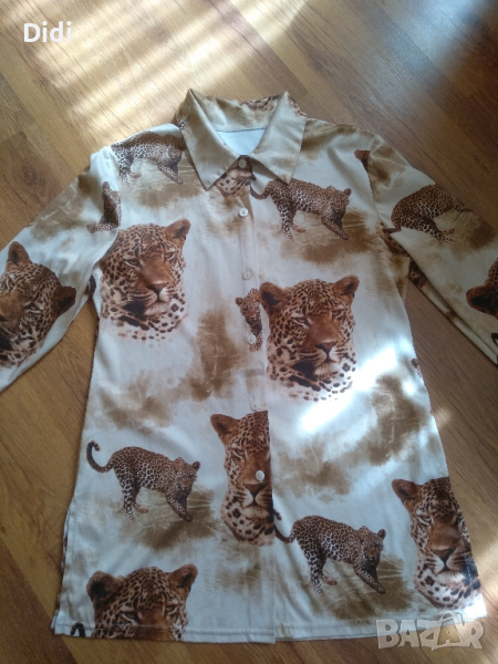 Рокля Туника Риза с леопардов принт , снимка 1
