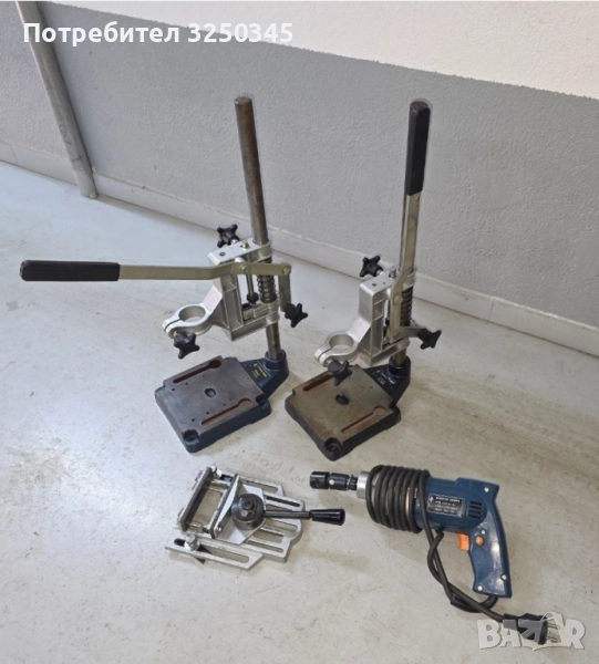 Стойка за бормашина Елпром Ловеч, менгеме и бормашина за резби, снимка 1