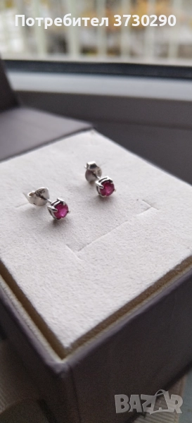 Златни обеци с естествени рубини 14к , снимка 1