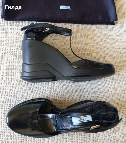 Prada сандали на платформа 39 естествена кожа, снимка 1