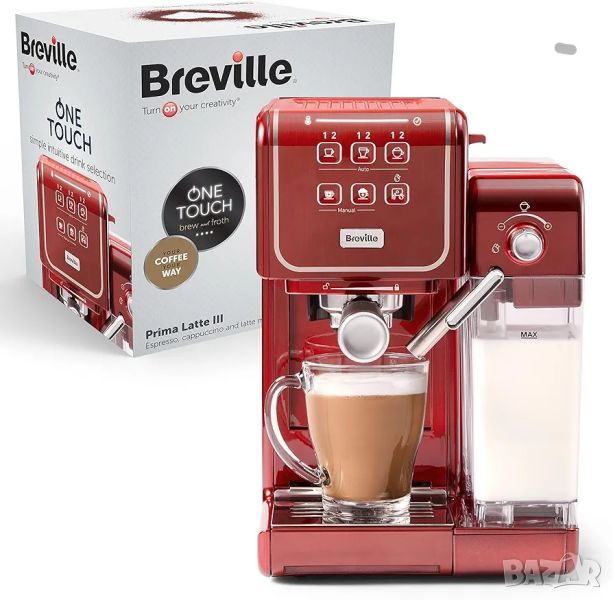 Еспресо машина Breville VCF147X-01 Prima Latte III с мляко, 19 бара, Touch Control Screen, 1.5 л,, снимка 1