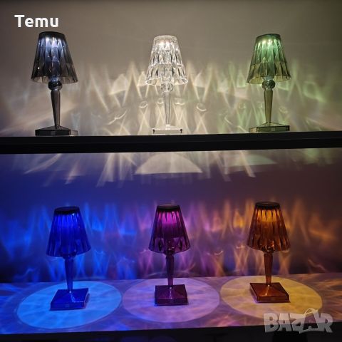 Конусовидна декоративна настолна лампа с usb кабел и дистанционно - тип кристална лампа. Представете, снимка 16 - Настолни лампи - 45786385
