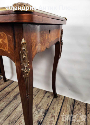 Старинна игрална маса с интарзия, снимка 8 - Антикварни и старинни предмети - 44975742