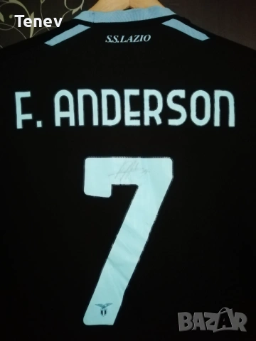 Lazio Anderson мачова оригинална фланелка тениска с автограф Лацио Macron , снимка 4 - Тениски - 42260942