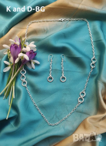 Сребърен Комплект проба 925, снимка 5 - Колиета, медальони, синджири - 53522255