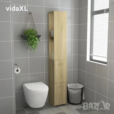 vidaXL Шкаф за баня, сонома дъб, 25x26,5x170 см, инженерно дърво(SKU:808434), снимка 3 - Шкафове - 49135561