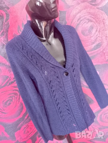 Тъмно синя жилетка плетиво с едно копче С/М , снимка 3 - Жилетки - 51342993