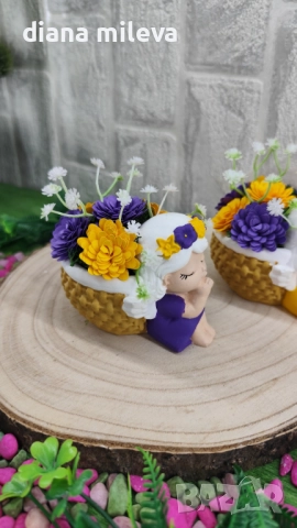 Ангелчета в жълто и лилаво!, снимка 2 - Декорация за дома - 52508713