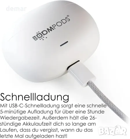 Безжични слушалки Boompods Echobuds ANC с ENC микрофони, IPX4, бели, снимка 6 - Безжични слушалки - 49687227
