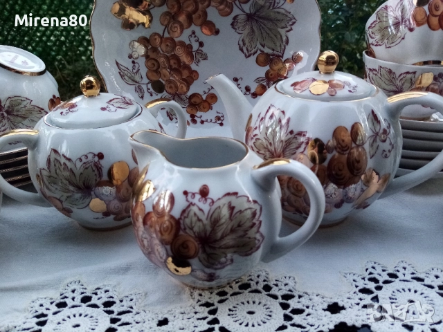 * Золотой виноград - ЛФЗ * - пълен сервиз за чай !, снимка 3 - Сервизи - 51952036