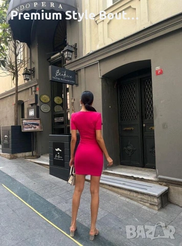Мини рокля със сърцевидно деколте в цикламен цвят, снимка 9 - Рокли - 53645850
