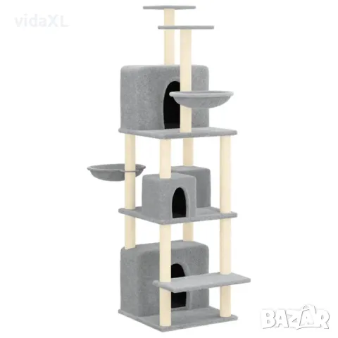 vidaXL Котешко дърво със сизалени стълбове, светлосиво, 180 см (SKU:171601), снимка 1