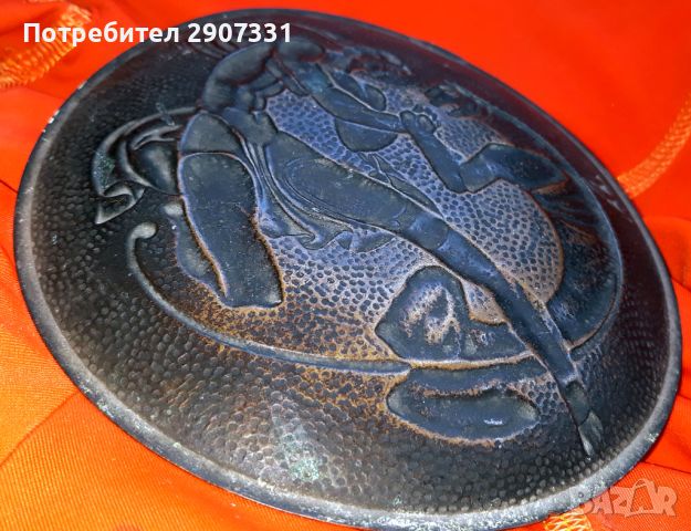 декоративна чиния тигър и рицар. ссср, 1970-80. месинг, снимка 5 - Други - 46401703