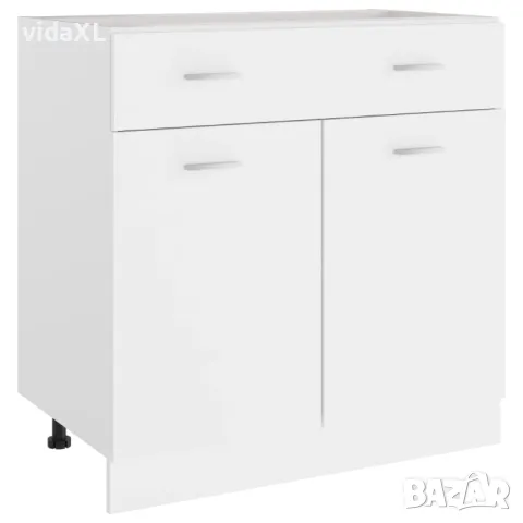 vidaXL Долен шкаф с чекмедже, бял, 80x46x81,5 см, инженерно дърво(SKU:801236), снимка 1 - Шкафове - 49495042