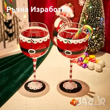 Коледни Чаши ръчно рисувани , снимка 2 - Коледни подаръци - 47544349