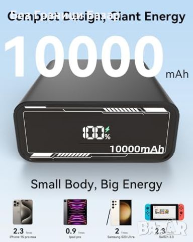 Ново Бързо Зареждане 30W Power Bank USB C, 10000mAh външна Батерия, снимка 7 - Външни батерии - 46604767