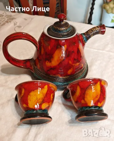 Разкошен Антикварен Рядък Чаен Сервиз hand made DANKO 1990те г., снимка 2 - Антикварни и старинни предмети - 49336128