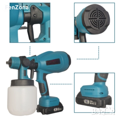 Пистолет за боя акумулаторен  с 2 батерии 21V,12м гаранция, снимка 3 - Други инструменти - 54143620