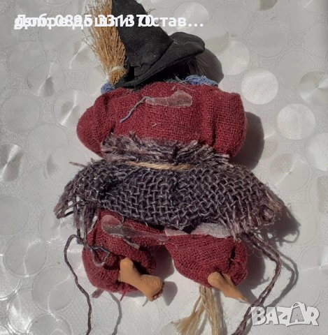 Кукер плашило кукла декорация фигура, баба Яга, кълвящи дървени пиленца, снимка 7 - Други - 33068353