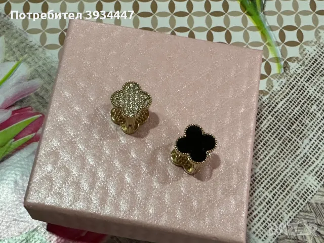 Стоманени двулицеви обеци във формата на детелини, снимка 3 - Обеци - 49816730