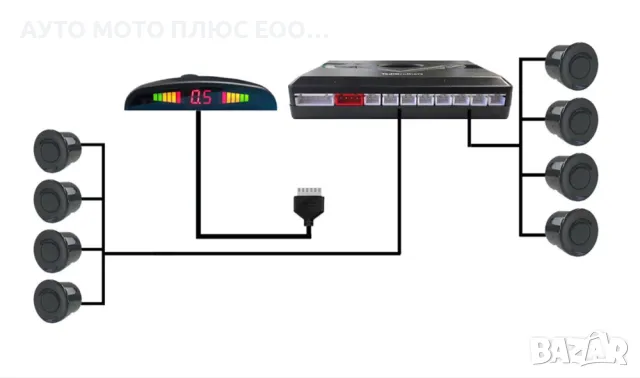 Парктроник с LED дисплей 8 датчика - Черен., снимка 4 - Аксесоари и консумативи - 48684217