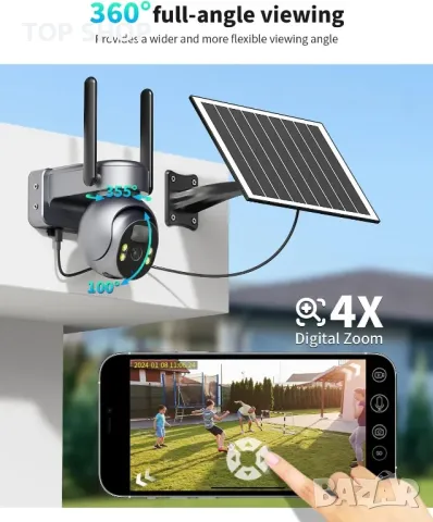 kebruma 4G LTE соларна охранителна камера 7,5W соларен панел SIM карта, снимка 5 - HD камери - 49487919
