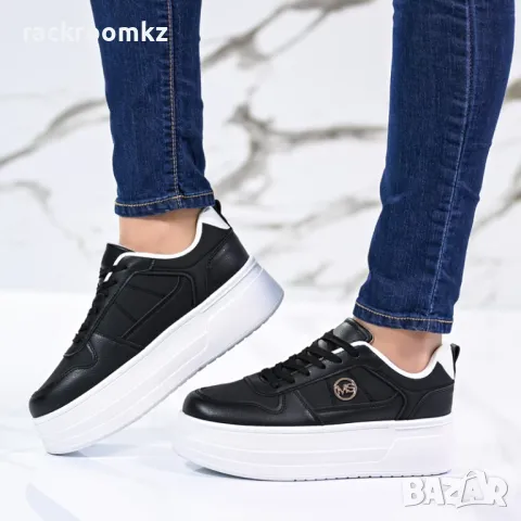 Модни дамски кецове с висока подметка модел: D5741-1 black , снимка 2 - Маратонки - 46981403