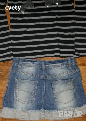 Дънкова пола Tom Tailor и подходяща блуза за ръст 140 , снимка 2 - Детски Блузи и туники - 54165163