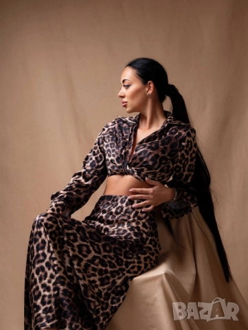 дамски леопардов комплект риза/ топ и пола, снимка 3 - Комплекти - 51551050