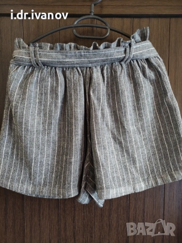 Bershka къси памучни панталонки с висока талия и коланче, снимка 3 - Къси панталони и бермуди - 54177646