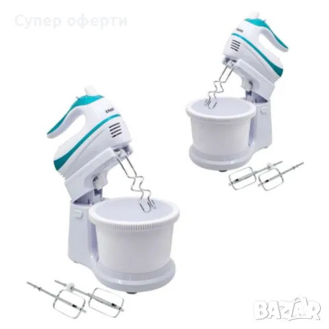 Миксер с купа, 500W, 5скорости, Бял/ Син, снимка 3 - Миксери - 49127320