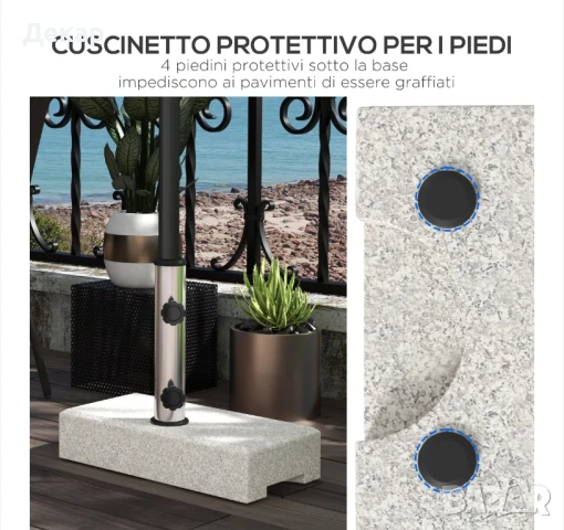 Гранитена стока за чадър , Ø 32/38/48 сива, размери 45 x 22,5 x 40 см, снимка 5 - Градински мебели, декорация  - 50826326