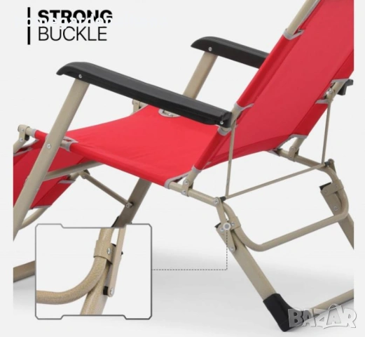 Многофункционален сгъваем шезлонг стол NS6012 – стол, шезлонг и легло 3в1, до 140 кг, снимка 7 - Градински мебели, декорация  - 54109044