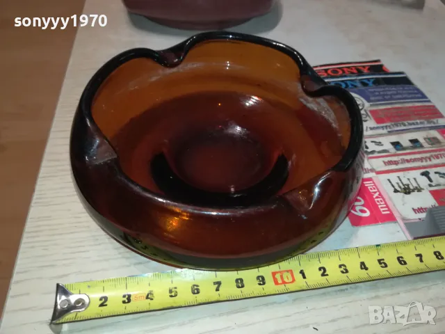 ПЕПЕЛНИК-КАФЯВО СТЪКЛО 1405251634, снимка 11 - Антикварни и старинни предмети - 50288175