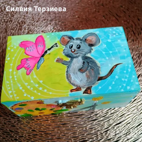 Дървена кутия с детски мотиви, снимка 2 - Други - 49995503