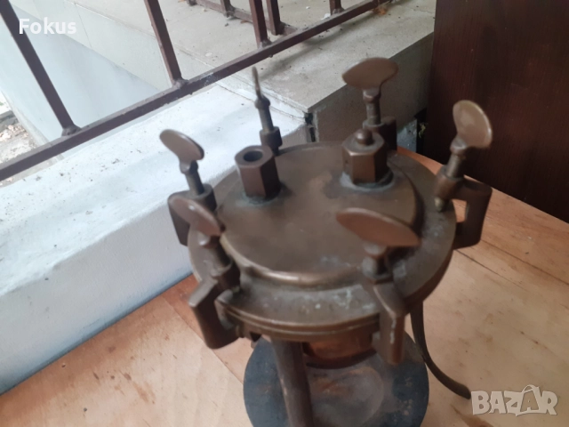 Стар антикварен уред бронз мед метална стойка качество, снимка 3 - Антикварни и старинни предмети - 51748501