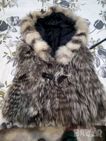 Елек естествена кожа , сребърна лисица