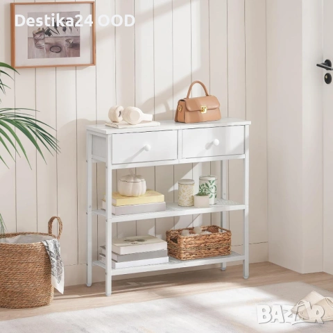 Модерно бяло шкафче за съхранение с чекмеджета и рафтове, снимка 4 - Шкафове - 53417734