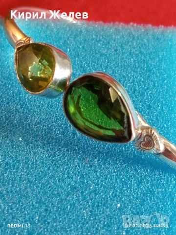 Сребърна гривна с ОЛИВИН камък на късмета , хармонията и обновлението има тонизиращ ефект 52532, снимка 4 - Гривни - 53015263